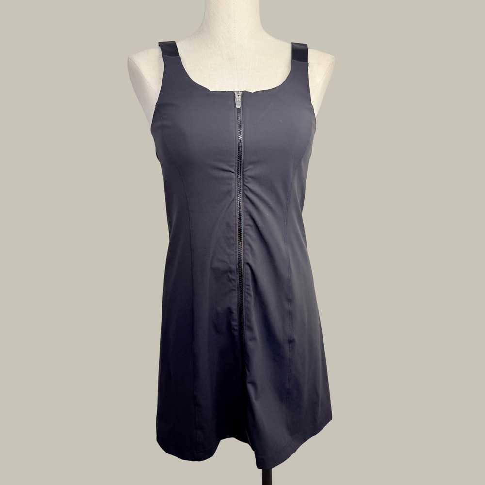 Outdoor Voices The Powerhouse Dress Black Front Zip Built in Bra C Cup S/M